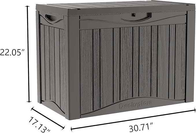 45 Gallon Deck Box, Resin Outdoor Indoor Waterproof Storage Box, Lockable Storage Box With Handle for Patio Furniture - Garden Tools - Swimming Pool Tools UV-Resistant, Brown