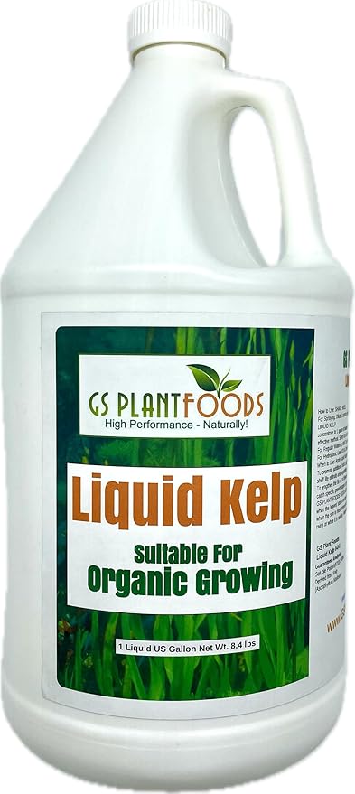 GS Plant Foods Liquid Kelp Fertilizer – Suitable for Organic Growing, OMRI Listed Seaweed Concentrate for Lawns, Gardens & Soil - 1 Gallon (Makes Up To 800+ Gallons)