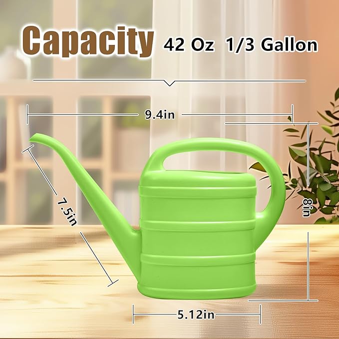 Watering Can - for Indoor Plant Garden - 1/3 Gallon - Green