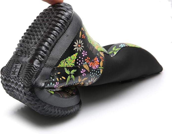 WTW Mid Calf Rain Boots for Women - Waterproof Insulated Neoprene Mud Boots Outdoor Hunting Garden Boots