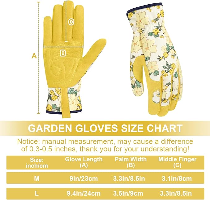 Womens Gardening Weeding Working Gloves, Leather Garden Glove for Women Thorn Proof No Stab for Digging, Planting,Pruning