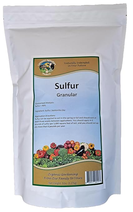 Organic Elemental Sulfur Fertilizer 90% 5 Pounds Acidic Soil Amendment, Hydrangea & Blueberry Fertilizer, Ideal for Garden Soil & Lawn Care - Lancaster Agricultural Products