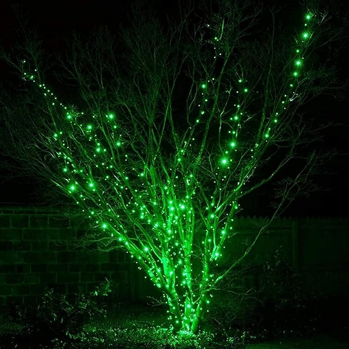 kemooie 300 LED Green Christmas Lights, 99 FT 8 Twinkle Modes Connectable Plug in Green Wire String Lights, Waterproof Christmas Lights for Party Irish St Patrick's Day Xmas Decorations