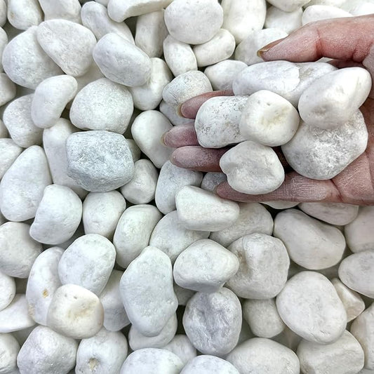 40 lbs White Rocks for Landscaping, 1-2 Inch White Gravel. Decorative Pebbles Stones for Plants, Vases, Craft and Garden