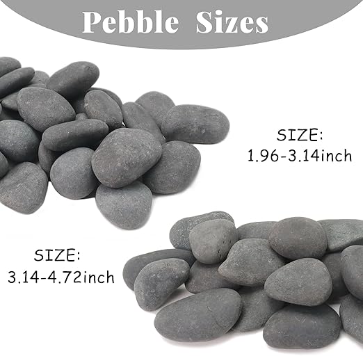 20LB Black Stones Pebbles River Rocks, Natural Beach Pebbles, 3-5" Garden Decorative Stones-3-5 Large Plant Rocks,Ideal for Aquarium, Home Decor