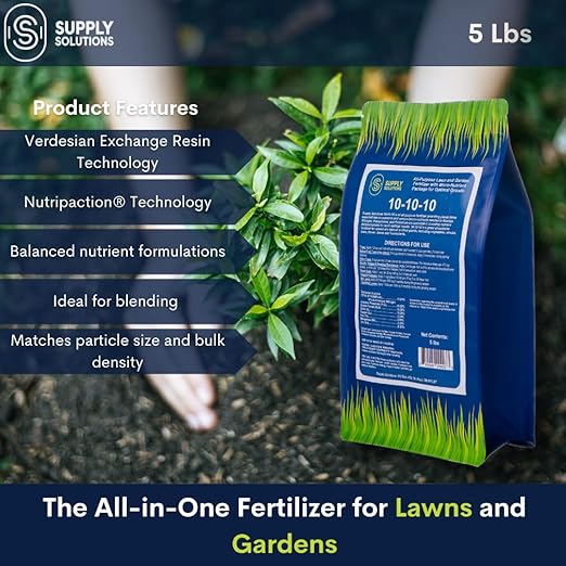 10-10-10 Complete Lawn & Garden Granular Fertilizer with Micronutrients – Balanced NPK Plant Food for Soil Health, Blooms & Roots – Safe for Vegetables, Fruits, Lawns (5 Pounds)