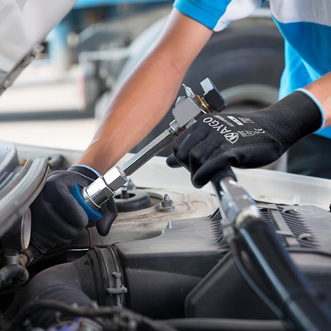 KAYGO Safety Work Gloves PU Coated, 60 Pairs KG11PB Seamless Knit Glove for Men and Women, with Smooth Grip on Palm and Fingers, Ideal for General Duty Work (X-Large, Black)