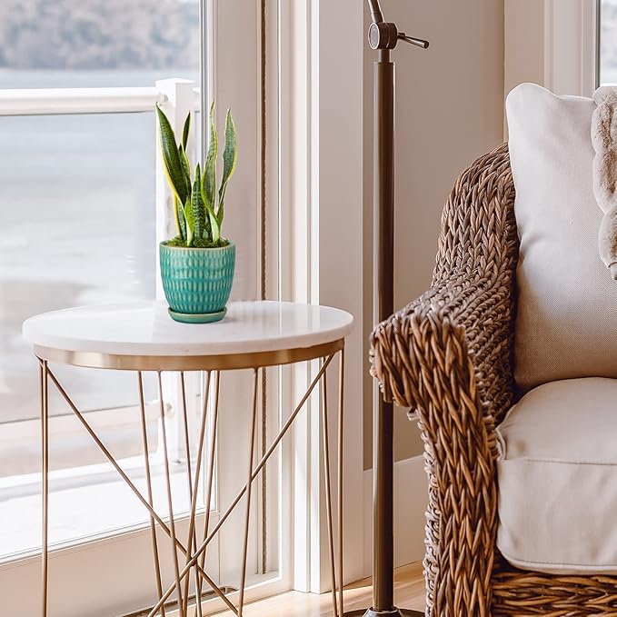 Oairse 4 inches Ceramic Planters Pots for Indoor Plants 3 Set of Small Round Flower Pots with Drainage Hole and Ceramic Tray Modern Planters Set for Succulents Cactus Garden Home Windowsill Table