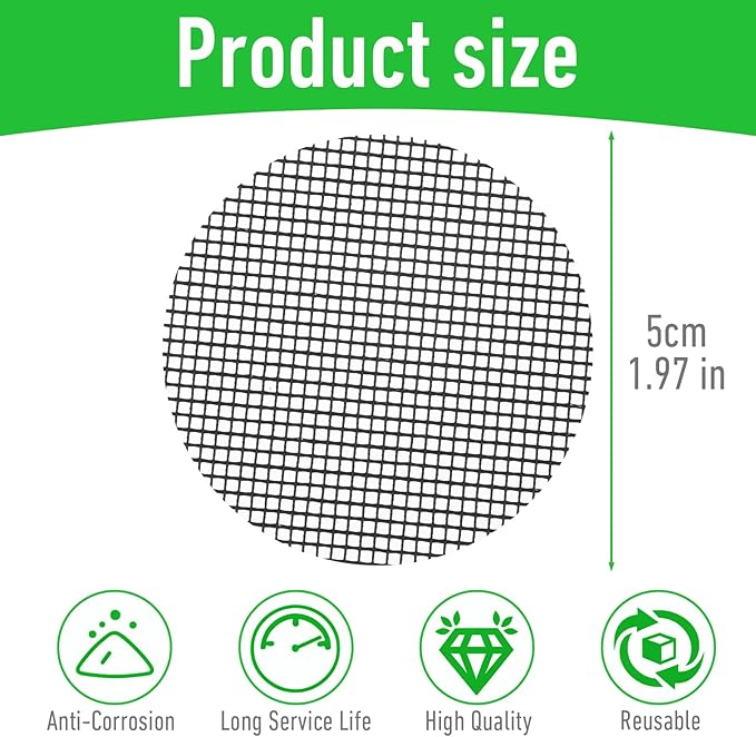100pcs Flower Pot Hole Mesh Pad, 2 Inch Bonsai Mesh, Prevent Soil Loss, Meshes for Plant Pots, Bonsai Bottom Plant Drainage Insert for Garden Outdoor Potted Plants, Black