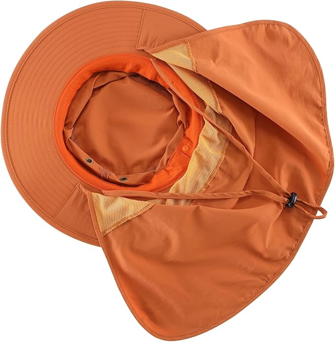 Home Prefer UPF50 Mens Sun Hat with Neck Flap Quick Dry UV Protection Cap Womens Wide Brim Fishing Hat Neck Flap Beach Garden