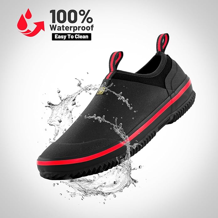 Trudave Mens Garden Shoes, Waterproof Slip-On Womens Rain Boots Unisex Rubber Footwear for Gardening, Farming, Lawn Care and Yard Work, Size 6-13