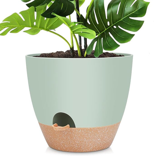 12 inch Large Self Watering Plant Pots, Flower Pots Planters with Multi Mesh Drainage Holes for Indoor Outdoor Garden Plants and Flowers