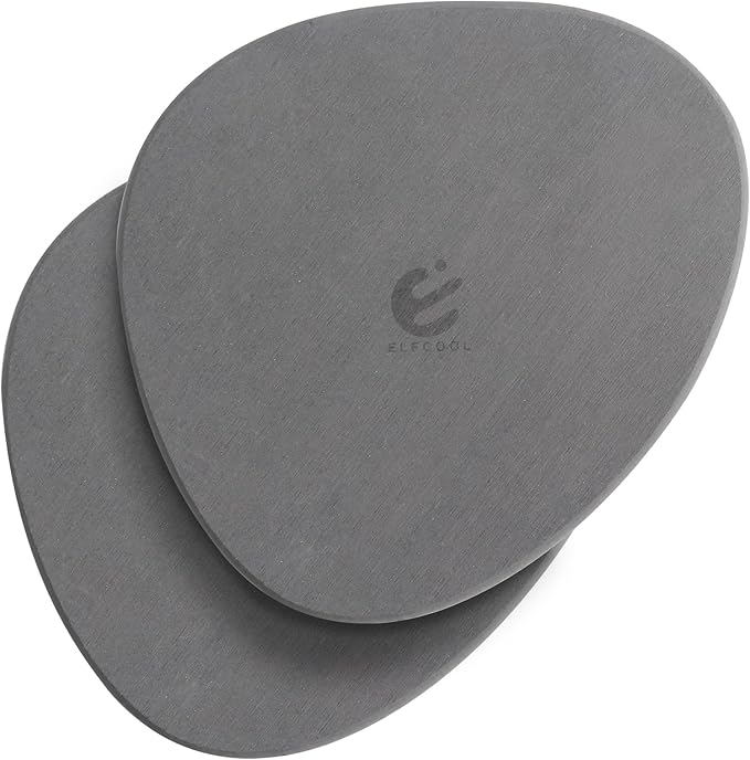 Elfcool Quick Dry Absorbent Flower Pot Saucer Dirp Tray Diatomaceous Earth Mat for Indoor Outdoor Plants (12''-Dark Grey-2pack)