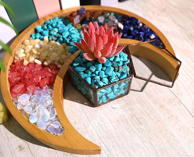 QINJIEJIE Turquoise Crystals Chips Natural Stone Gravel Bulk Crushed Rocks Pieces Polished Quartz Stone 0.55Lbs Decorative Fish Tank Pebbles Vase Filler Irregular Shaped Tumbled Gemstone for Home