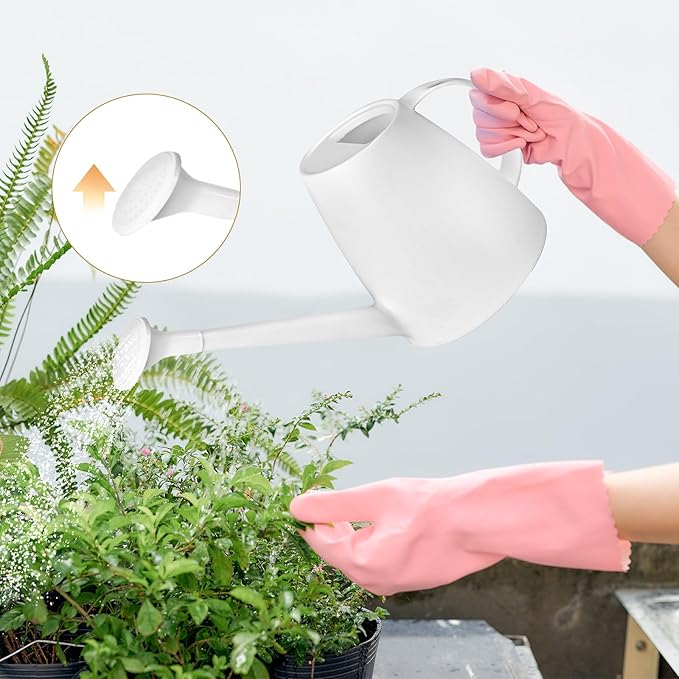 Plant Watering Can - for Home Plant Garden - 1/2 Gallon - White