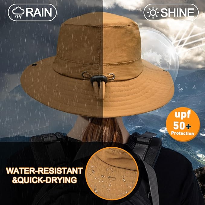 Sun Hats for Men Women Fishing Hat UPF 50+ Quick Dry Foldable Bucket Hat Adjustable Safari Hat for Beach Hiking