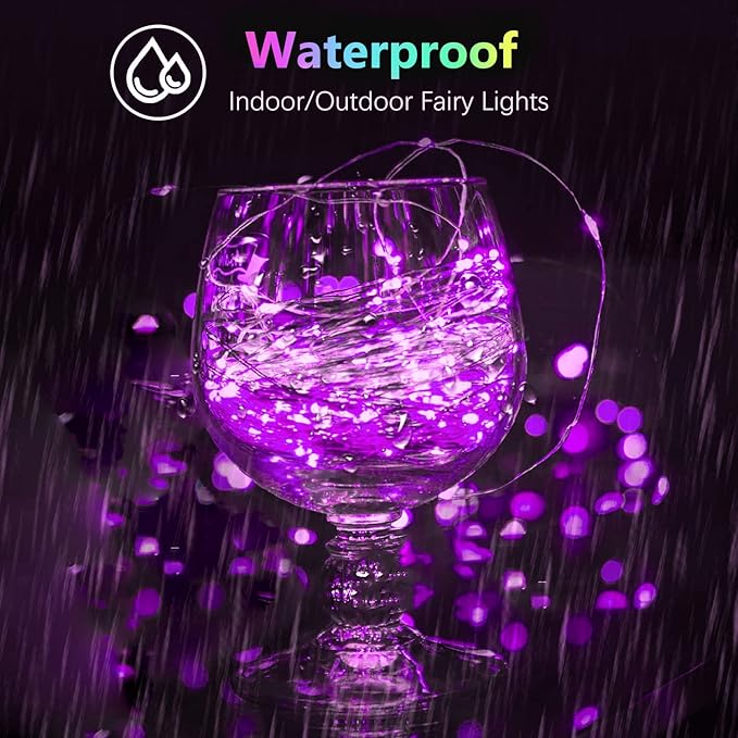 4 Pack 20FT 60LED Christmas Battery Operated Fairy Lights with Timer, Waterproof Battery String Lights Outdoor Indoor, Battery Twinkle Lights for Bedroom Wedding Birthday Party Christmas(Purple)