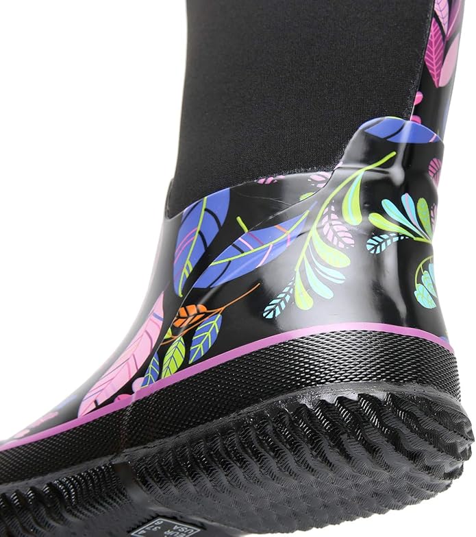 WTW Mid Calf Rain Boots for Women - Waterproof Insulated Neoprene Mud Boots Outdoor Hunting Garden Boots