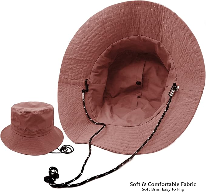 woogwin Waterproof Bucket Rain Hat with Chin Strap Quick Dry Packable Boonie Sun Hat Safari Hat UV Protection
