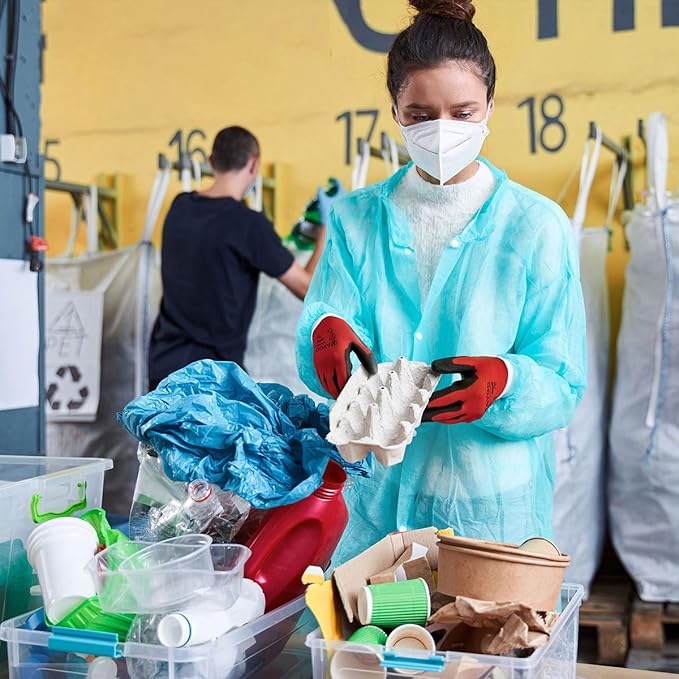 KAYGO Safety Work Gloves PU Coated-12 Pairs Seamless Knit Glove with Polyurethane Coated Smooth Grip on Palm & Fingers, for Men and Women, Ideal for General Duty Work, KG11P (XX-Large, Red)