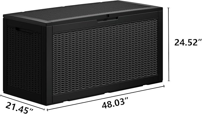 Deck Box outdoor waterpoorf, Storage Box Outdoor and Indoor for Pool Toys, Patio Cushions, Resin Storage Bin for Outside, Lockable (Black, 100 Gallon)