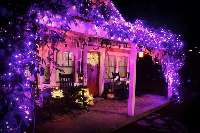 Connectable Purple String Lights, 2pack 164ft 400Led 13 Modes String Lights Plug in, Twinkle Light with Timer Indoor/Outdoor for Tree Party Halloween Decorations