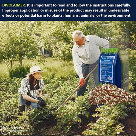 10-10-10 Complete Lawn & Garden Granular Fertilizer with Micronutrients – Balanced NPK Plant Food for Soil Health, Blooms & Roots – Safe for Vegetables, Fruits, Lawns (5 Pounds)