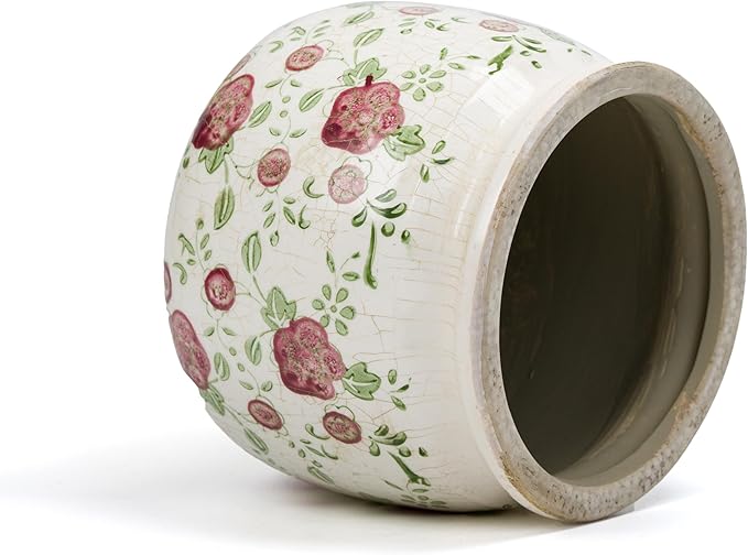 Ceramic Pot for Planter, Vintage Red Plum Flower Pot with Drainage Holes, 6.29 inch Ice Crack Glazed Indoor Planters Pot