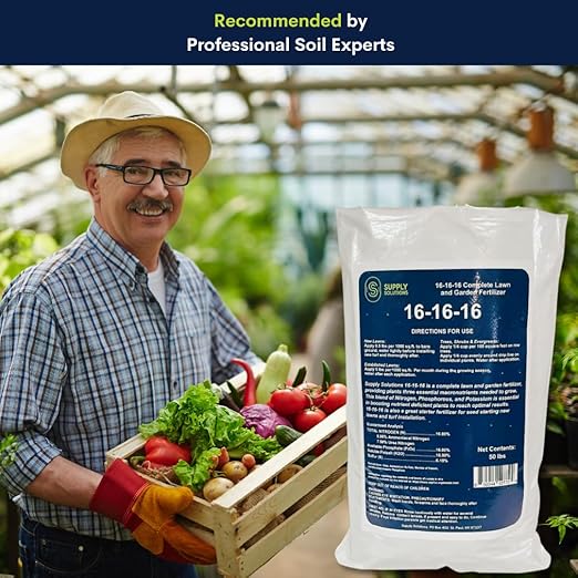 16-16-16 Complete Lawn & Garden All Purpose Granular Fertilizer - The Ultimate Plant Food for Lush Greenery & Vibrant Blooms - for All Plants, Vegetables, Fruits, and Berries - 50lbs