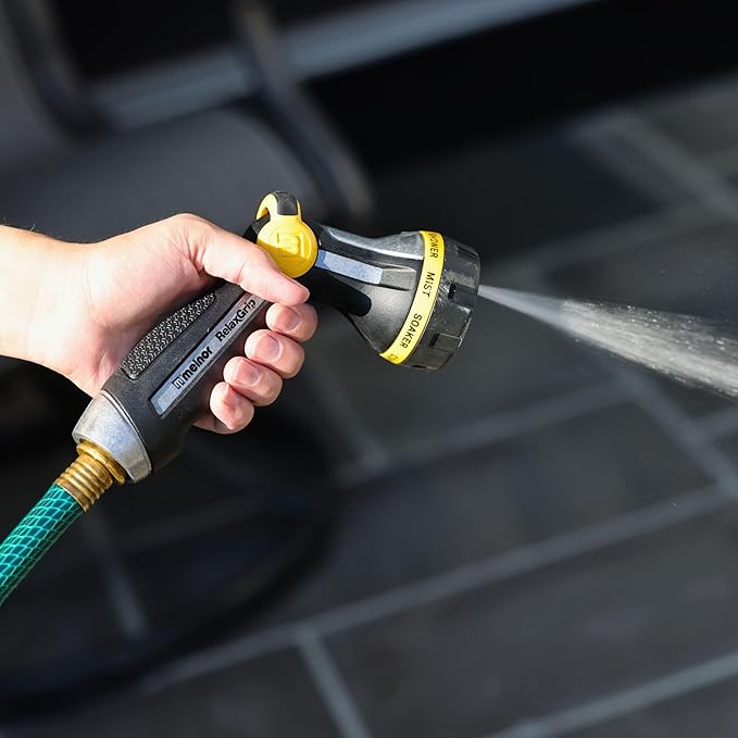 Melnor 65188AMZ RelaxGrip Metal Nozzle, Multi-Pattern, Arthritis Foundation Ease of Use Certified, Quick Connect Bundle, Black, Yellow