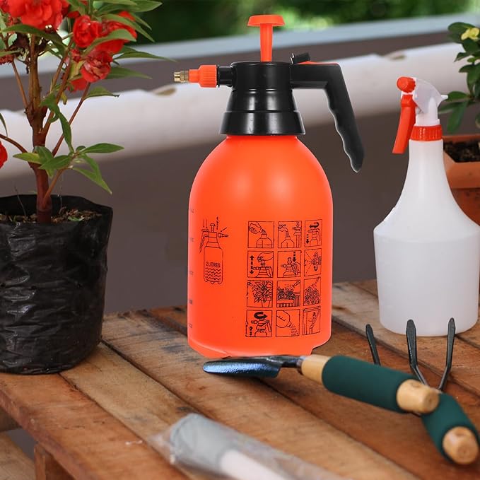 VANZACK 3Pcs 2L Handheld Garden Pump Sprayer Pressure Water Sprayers Mist Pump Bottle Plant Mister Water Spray Bottle with Adjustable Nozzle for Lawn,Garden Watering,Home Cleaning