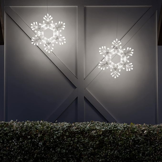 Kringle Traditions 20" Folding Cool White Snowflake Decoration LED Lights Large Snowflake Decorations Outdoor Lights (20" Cool White Snowflake)