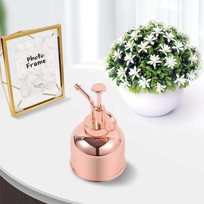 Plant Mister Spray Bottle, Metal Stainless Steel Plant Sprayer Mister, Small Watering Can Plant Spritzer with Top Pump for Indoor House Air Plants Succulents Outdoor Garden Decorative(Rose Gold)