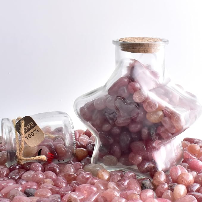 Polished Strawberry Quartz Crystals - 72 pcs Handpicked Tumbled Gemstones Rocks, Pebbles for Reiki, Chakra, Healing, Home Decor