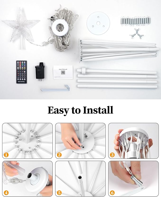 Brightever 7FT 295 LED Smart Cone Christmas Tree, Outdoor Prelit Christmas Tree with 16 Million DIY RGB LED Light Show, Remote APP Control Color Changing Music Sync for Xmas Outdoor Decorations