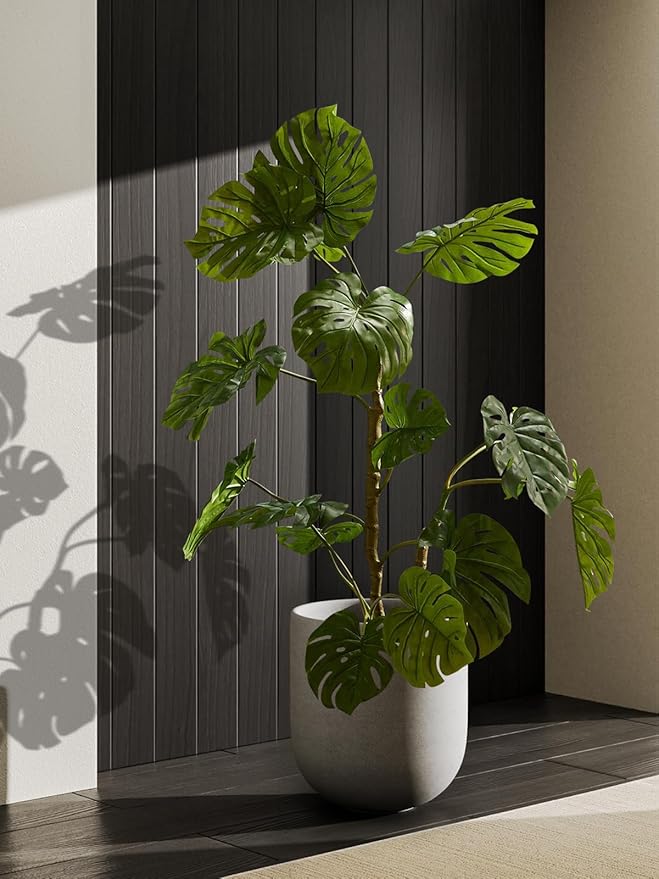 LE TAUCI 12 Inch Pots for Plants, Ceramic Large Planters for Indoor Plants, Indoor Plant Pots for Home Garden Patio Office, Planter Pots with Drainage Hole and Rubber Plug, Neutral Gray