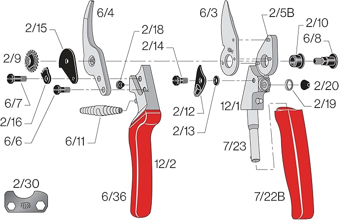 Felco F-12 Pruning Shears – 7.9" Garden Clippers with Anvil & Bypass Blades | Hand Pruners for Gardening | Garden Tool Cutter with Forged Aluminum Handle, Alloy Steel Blade, Medium Hand Fit