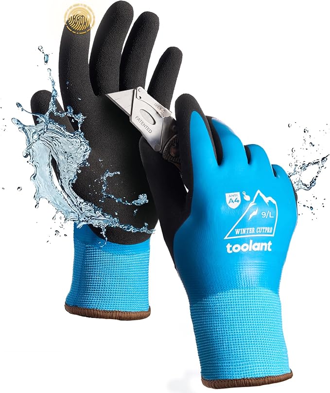 toolant Waterproof Winter Work Gloves for Men and Women, ANSI A4 Cut Resistant Freezer Gloves for Outdoor Cold Weather