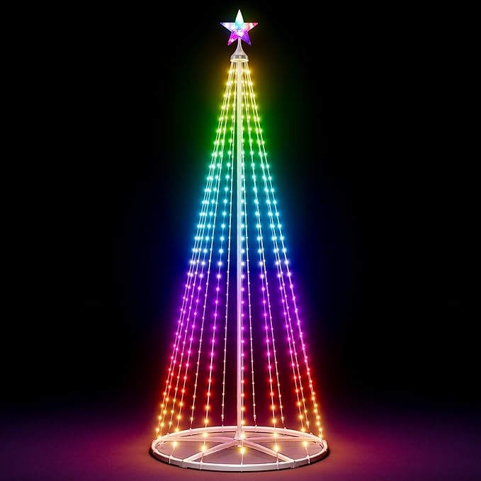 6FT LED Smart Christmas Tree - Outdoor & Indoor Lighted Christmas Tree Decorations Indoor Christmas Cone Tree App Control Color Changing Light for Yard & Garden