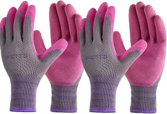 3 Pairs Gardening gloves for women ladies, Garden gloves with rubber coating, Work gloves for Weeding, Digging, Raking, Pruning Flower Rose (Small/7)