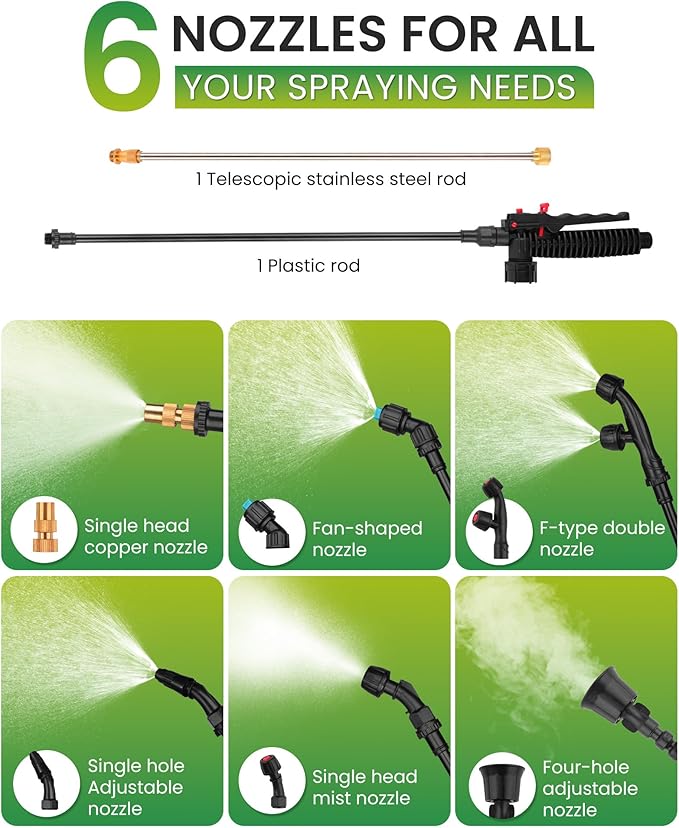 Battery Powered Backpack Sprayer 3.2 Gallon, CENCANON 100 PSI Electric Graden Sprayer Works with 12V Battery, Weed Yard Sprayer with Telescopic Wand, 6 Nozzles, 4 Ah Battery & Charger Included