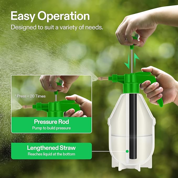 VIVOSUN 27oz Pump Sprayer, Handheld Garden Water Sprayer Bottle with Adjustable Brass Nozzle, for Spraying Plants, Flowers, Weeds and Cleaning, Green