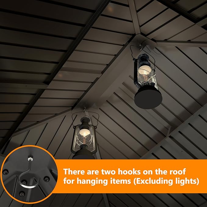 10'x12' Wood Gazebo, Outdoor Solid Wooden Gazebo with Double Roof Galvanized Steel Top, Hardtop Cedar Frame for Garden, Patio, Deck, Backyard