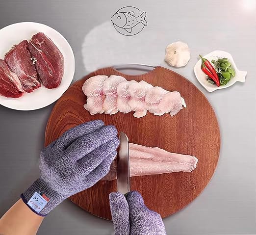Cutting Gloves, 1 Pairs of Cut Resistant Gloves Food Grade, Cut Resistant Gloves for Kitchen, Oyster Shucking, Fish Fillet Processing, Carving Wood and Gardening(Small-Violet)