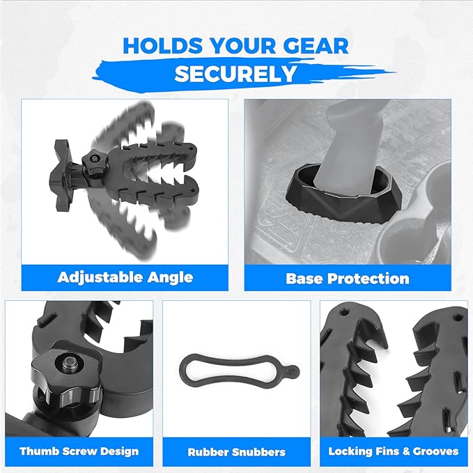 KEMIMOTO UTV Hunting Tool Holder Rack, Tool Holder Compatible with Polaris Ranger and General, Mount on The Dash Cup Holder or Cargo Bed, Shovel Mount Bow Rack