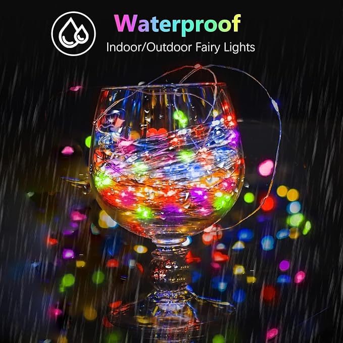 2 Pack Christmas Fairy Lights Battery Operated, 20FT 60LED RGB Color Changing String Lights, Indoor & Outdoor Twinkle Light with Timer and Remote for Bedroom Wedding Birthday Christmas Decorations