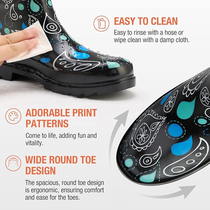 HISEA Rubber Rain Boots for Women Waterproof Garden Mud Boots