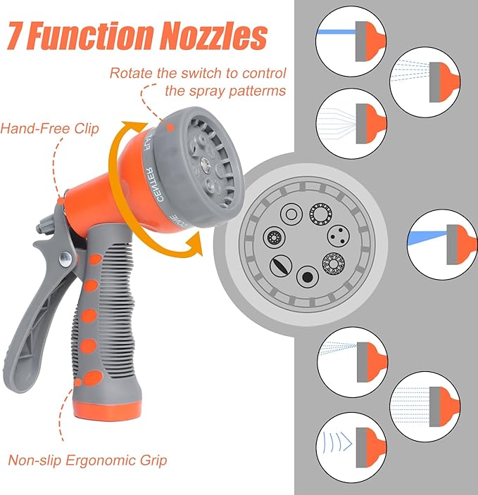 Garden Hose 50 ft 5/8,Rubber Water Hose Heavy Duty, Hybrid Durable Flexible Hose,Lightweight No Kink Hose for Outdoor Yard Lawn with Sprayer Nozzle and 3/4''Brass Solid Fittings