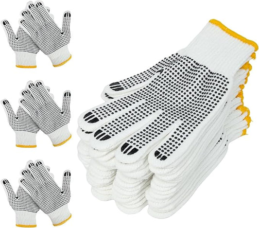 Unisex white cotton polyester knitted safety gloves,suitable for gardening,warehouse,cooking work-12/36/240 pairs