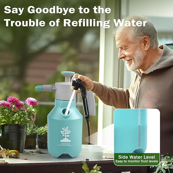 Garden Hand Pump Sprayer 1/2 Gallon Pump,68 Oz Handheld Pressure Sprayer with Safety Valve,Adjustable Nozzle,360° Extended Spray Rod,Ideal for Plants Watering,Fertilizing,Cleaning (68ounce,2L)